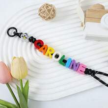 A Handcrafted, Personalized Flower Keychain With Customizable Colored Acrylic Letter Beads. A Perfect Mother's Day Gift Or Back-To-School Gift. - Letter Keychain - View 15