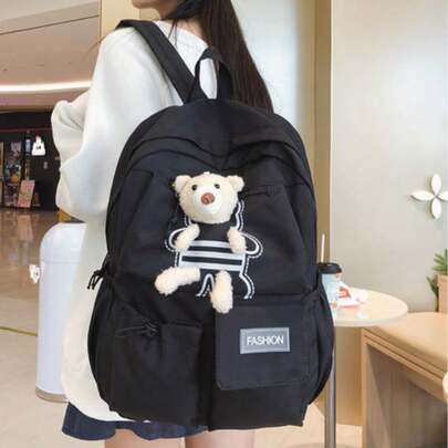 Mochila versátil de unicolor para el campus para mujeres, mochila para exteriores y viajes con múltiples bolsillos, adecuada para estudiantes de secundaria y universidad, mochila grande de negocios casuales para ir y venir, mochila escolar, mochila escolar, cartera escolar, mochila grande, gran capacidad, portátil, ligera, adecuada para adolescentes, mujeres y estudiantes universitarios, perfecta para volver a la escuela, el primer día de clases, la universidad, la escuela secundaria y la escuela media