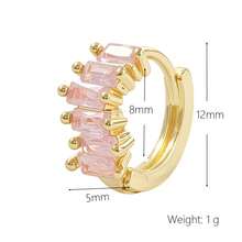 Pendientes tipo argolla de zirconia de color rectangular, joyería de estilo casual para uso diario - EK00402Verde - Ver 2