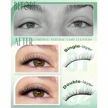 Short Lash Clusters 8-12MM Natural Eyelash Clusters Invisible Band Cluster Eyelash Extensions Wispy Cluster Lashes C Curly Individual Lashes 150PCS DIY Lash Extension By - Cụm ngắn B-Tự nhiên - Xem 3