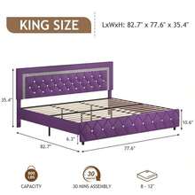 Upholstered Bed Frame, Modern Platform Bed Frame With Headboard And Footboard, No Boxing Spring Needed, Easy Assembly, Black// Pink/ Purple/ White/ Beige / Green, Twin/ Full// King - 紫色 - 查看 11