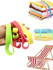 1pc Random Color High Elastic Silicone Strap, Reusable Towel Fixing Strap Suitable For Beach Chairs, Multi-Color Silicone Binding Strap For Book Organization And Daily Storage - Multicolor - View 7