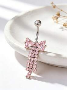 1 chiếc khuyên rốn hình bướm đính đá Zirconia gợi cảm dành cho nữ, trang sức xỏ rốn độc đáo lấp lánh tinh tế, phù hợp cho tiệc tùng, kỳ nghỉ và trang phục gợi cảm. - nơ - Xem 2