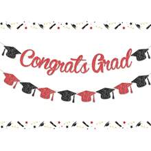 1Set Congrats Grad Banner,Graduation Cap Garland Bunting Banner,Graduation Party Hanging Banner,For Graduation Ceremony, Grad Party Backdrop,Home & Classroom Wall Decor,2026 Graduation Congratulations Graduation Party Decoration,Graduation Gift - Graduation Flag - View 6