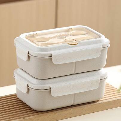 1 hộp cơm bento dùng được trong lò vi sóng - Chống rò rỉ, kèm bộ dụng cụ ăn uống - Thích hợp cho trường học, văn phòng, du lịch, hoạt động ngoài trời - Dành cho cả nam và nữ, hộp đựng di động, hộp cơm trưa tái sử dụng.