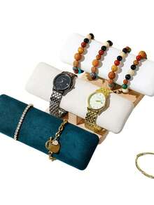 1个木质单层手镯收纳架 发带项链手表手镯展示架 首饰头饰展示道具饰品展示架 - 原木扁形單層手環架 - 查看 4