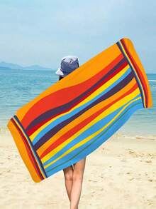 1pc Simple Striped Beach Towel, Extra Large Microfiber Quick Dry Water Absorbent Beach Towel, Anti-Sand Beach Blanket, Suitable For Travel, Swimming Pool, Yoga, Gym, Beach, Holiday Essentials (Single-Sided Printed), Beach Accessories, Pool Float - Large Beach Towels, Microfiber Beach Towel, Round Beach Towel, Striped Beach Towel, Good For The Beach, Dries Fast, Soft Beach Towel, Summer Essential, Cute Beach Towel, Cruise Essentials, Pool Essentials, Vacation Essentials, Camping Essentials, Beach Essentials, Beach Accessories For Women, Beach Towels Oversized - Color - 查看 5