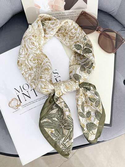 1 chiếc khăn/băng đô lụa satin họa tiết hoa nhí sang trọng, khăn choàng đa năng dành cho nữ, thích hợp cho du lịch, kỳ nghỉ, thường ngày và đi làm, khăn quàng cổ.