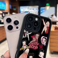 Tema de Betty Boop con estrellas negras y rojas.funda de teléfono Fundas compatibles con Samsung,Apple,VIVO,OPPO,Motorola,Google,Xiaomi y Honor.Fabricadas en silicona TPU,ofrecen protección contra golpes y caídas. - Negro - Ver 4