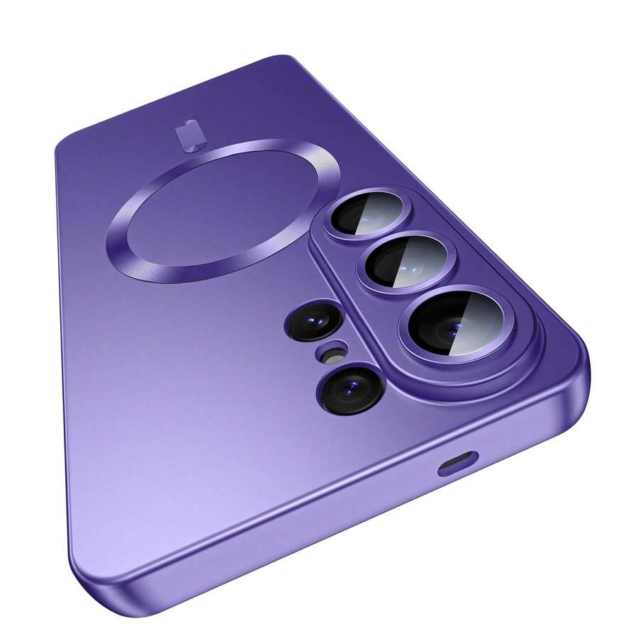 适用于三星 Galaxy S26 S26Plus S26Utra S25 S25Utra S25Plus S25FE A17 A37 A57 的超薄柔软 TPU 镜头保护壳，防震磁吸设计 - 紫色 - 查看 1