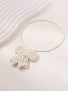 1 chiếc móc khóa túi hình nơ đính cườm thủ công, phong cách Bohemian, làm từ vải không dệt, phù hợp cho trang phục thường ngày, đi biển, du lịch của nữ, làm quà tặng Ngày của Mẹ. Hình dáng thủ công có thể có một vài khác biệt nhỏ. - trắng - Xem 5