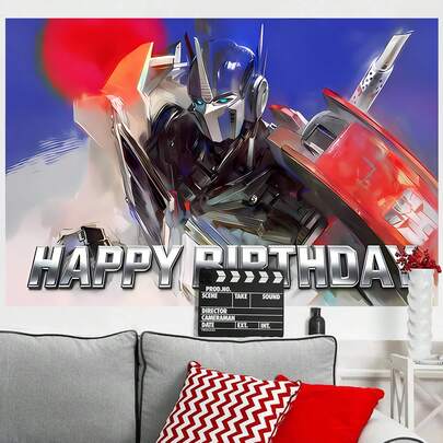 Phông nền trang trí tiệc sinh nhật Transformers, phông nền chụp ảnh hoạt hình Anime, banner, poster, đạo cụ chụp ảnh, hoàn hảo cho trang trí tiệc sinh nhật, banner, phông nền chụp ảnh, Kích thước: 82.7*59.1/59.1*39.4/39.4*29.5 inch