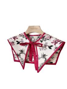 1件女士花卉印花系带装饰可拆卸领子，优雅温柔的风格，适合日常穿着、节日和旅行。 - 彩色 - 查看 11