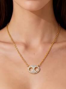 1件 奢华鼻形吊坠项链 - 金色 - 查看 3