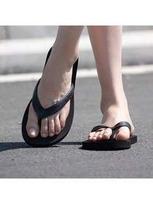 Adidas男鞋女鞋2026年新運動休閒居家日常涼拖鞋人字拖沙灘鞋JR1152 - 黑色 - 查看 1