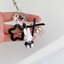 1pc Cute Miffy Cartoon Rabbit Theme Phone Lanyard Strap | Star Frame And Fork Spoon Decor | Y2K Punk Style Decor Gift Toy, Durable Phone And Bag Strap | Lovely Pink Daily Use Accessory - Multicolor - View 8