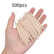 500/300/100/10支装橙色指甲棒，双面多功能木制指甲推棒，美甲修脚工具，角质层推棒或面部脱毛涂抹器 - 薑色 - 查看 11