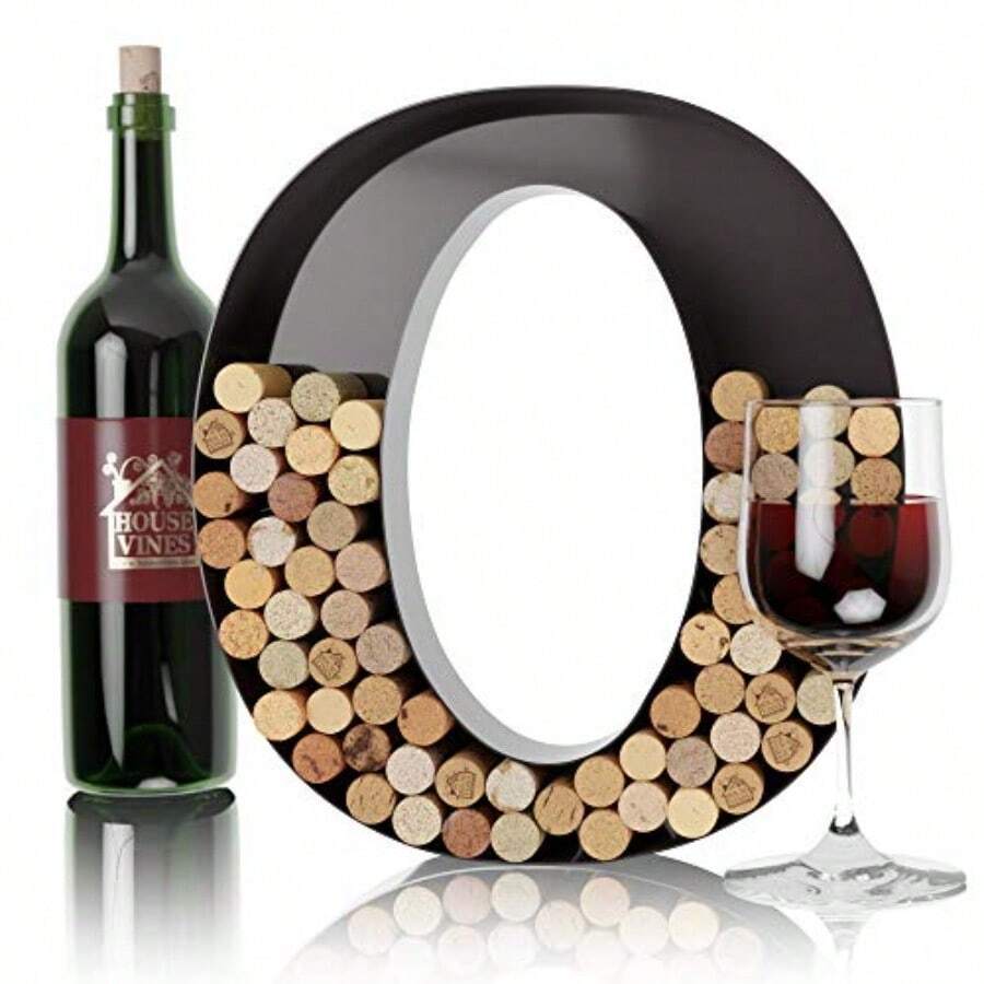 Letra de vino soporte para corchos de arte decorativo de pared ~ Soporte para corchos de vino de letra metálica monograma ~ Soportes para corchos de vino de letra individual de la A a la Z ~ Regalos - O - Ver 1