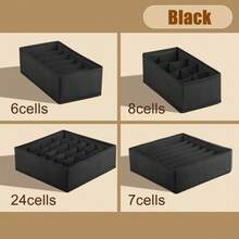 1pc Foldable Drawer Divider Storage Box, Fabric Organizer Basket For Wardrobe, Suitable For Underwear, Bras, Socks, Ties, Accessories, Bedroom Storage - Grey - View 33