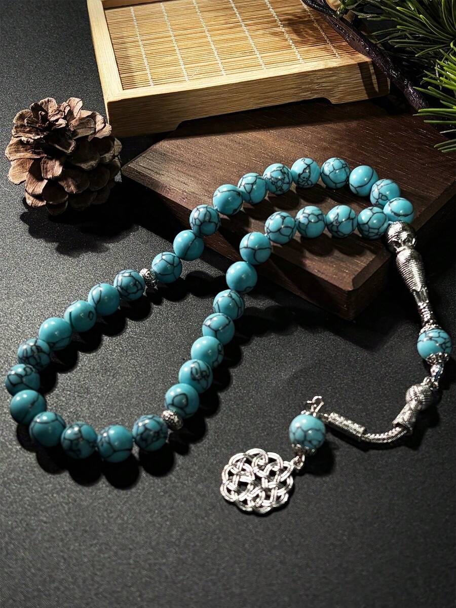 Chuỗi hạt cầu nguyện Tasbih 33 hạt, màu ngọc lam/đỏ/xanh lá cây/trắng, chuỗi hạt cầu nguyện cầm tay dành cho người Do Thái. - Nhiều màu - Xem 1