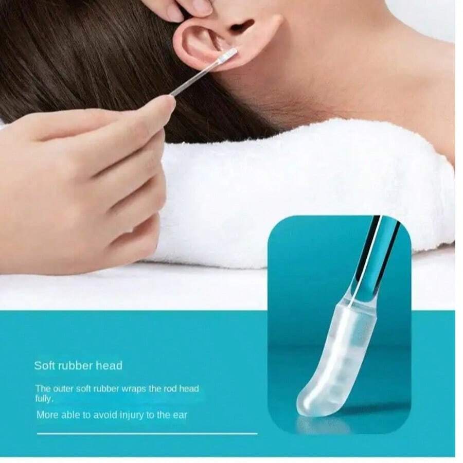 Gentle Ear Cleaning Sticks, Pain-Free Earwax Remover Kit For Adults, Reusable Silicone Earwax Removal Tool With Easy-Clean Design,  Spiral Ear Pick For Itchy Ears, Home Ear Care Set - 查看 1
