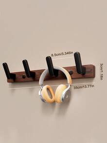 Walnut Wood Wall Mounted Coat Hooks, Storage Hanger For Bedroom Closet, Bathroom Rust-Resistant Hooks - Brown - View 13