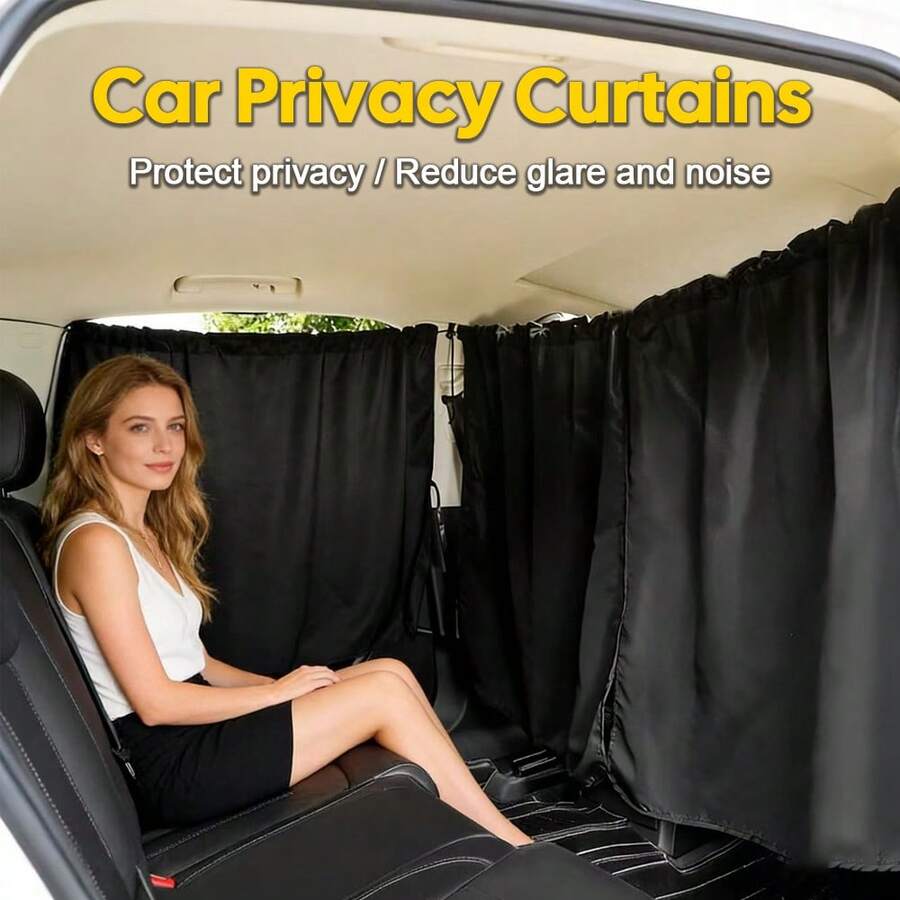 Car Rear Window Sunshade Set, Featuring Magnetic Partition And Breathable Polyester Fabric, Blocks Heat And UV, Essential Car Accessory For Summer Travel, Suitable As Gift For Men And Women