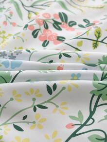 3pcs Delicate Flower Printed, Small Floral, Leaves Pattern, Anti-Pilling, Light Green, Brushed, Polyester Fiber Quilt Cover Set, Suitable For Girls, Students, Fresh Style, Super Soft, Lovely, Boys And Girls, School Students, Dorm Decor, All Seasons, Brushed Quilt Cover, Home Bedding, Excluding Quilt Insert, Twin/Queen/King Size - Multicolor - View 5