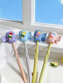 4pcs Cute Ice Cream Shaped Toothbrush Holder - Dopamine Infused Toothbrush Travel Set - Dust-Proof Toothbrush Protector, Suitable For Home/Travel - Multicolor - View 5