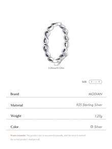MODIAN S925 Sterling Silver Infinity Symbol Ring, Minimalist Personalized Finger Ring For Women - Silver - View 3