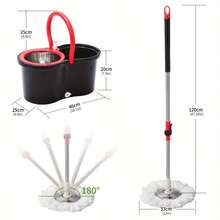 [Spinning Mop Set] 360° Spinning Mop And Bucket Set With Wringer | 3 Microfiber Mop Replacement Heads, 61" Stainless Steel Adjustable Handle For Floor Cleaning, Bathroom, School - Bucket Floor Cleaning System - Thùng phân tách cao cấp - Xem 5