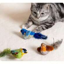 1个逗猫棒玩具，鸟形猫玩具，互动式扑翼猫玩具，鸣叫鸟猫玩具，模拟麻雀叫声互动猫玩具 - 棕色 - 查看 10