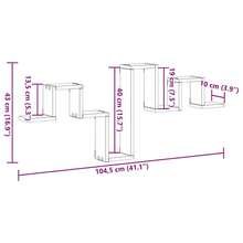 Mensola a muro con vano contenitore, in legno di recupero, 104,5 x 43 x 10 cm - 1PC - Visualizzare 10
