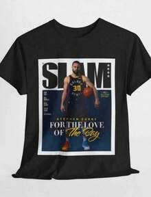 2026 Fashionable Casual T-Shirt For Girls And Boys, Shirts For Girls, Steph Curry Golden State Warriors Unisex SLAM Graphic T-Shirt, Fashionable Graphic T-Shirts, Made Of Pure Cotton, Machine Washable, Casual Summer T-Shirt Made Of Pure Cotton For Men And Women, Standard Fit, Matching Outfit For Mother And Daughter, Sizes 2-10 Years, S-XXXL, Men's Clothing, Tops For Women, Perfect Gift For Back To School And Mother's Day, Can Be Combined With Parent-Child Outfits. - 黑色 - 查看 1