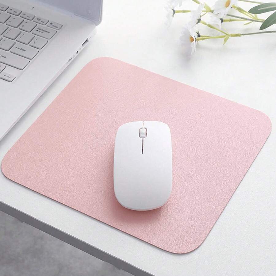 2/1pc PU Mouse Pad, Square Mouse Pad, PU Leather, Easy To Clean And Waterproof, Simple Solid Color, Square Leather Mouse Pad, Single Pack, One Size/Pink, Office Supplies. - Square - View 1