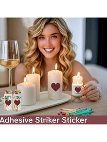 28片自粘预切蜡烛打火贴纸 - 即撕即贴纸质打火垫，适用于DIY手工制作，轻松点燃火焰，无需火柴，散装自粘打火垫 - 心形 - 查看 1
