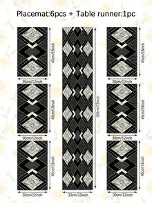 1 pieza Camino de mesa con estilo bohemio y patrón geométrico abstracto, disponible en múltiples tamaños, adecuado para comedor del hogar, decoración de cocina, decoración del hogar, fiestas al aire libre y decoración de restaurantes, con apariencia de textura de lino - Multicolor - Ver 18