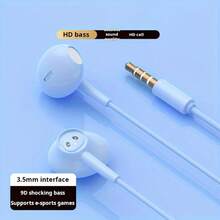 Wired Earphones, Semi-In-Ear Design, Compatible With Smartphones And Computers, Suitable For Gaming, Live Streaming And Karaoke, Built-In Remote Control And Microphone, HD Call, Hi-Fi Bass Sound Quality, Suitable For Sports Like Running And Skipping, Fashionable Appearance, Universal 3.5mm And Type-C Interface, Suitable As High-End Gift For Friends, Cool Gaming Earphone Gift - Blue - View 13