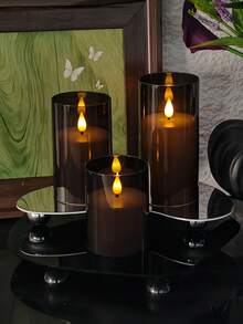 1/2/3pcs Flameless Candles With Remote Control And Timer Function, Suitable For Home Decor, Wedding, Table Centerpiece, Halloween And Christmas Decoration, Party Decor, Gift - Black - View 3