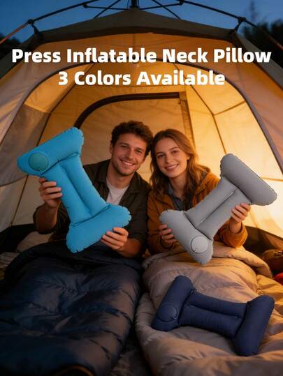 1/3 chiếc gối du lịch bơm hơi - Hỗ trợ cổ khi đi ô tô và máy bay, cũng thích hợp làm gối tựa lưng, lý tưởng cho các chuyến bay dài và những chuyến đi đường dài, phụ kiện hàng không thoải mái, đồ dùng du lịch trang nhã, chất liệu bơm hơi bền, không cần bơm hơi thêm, chỉ cần ấn để bơm.