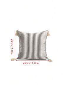 1pc/2pcs Black & White Striped Pillow Cover, Bohemian Jacquard Canvas Fabric With Tassels, Nordic Ins Daily Bedroom Living Room Sofa Decor, Outdoor Garden Patio Lounge Chair Cushion Cover, Seasonal Holiday Party Home Decor, 30*50cm 45*45cm (Without Insert) - Black and White Stripes - View 13