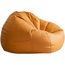 Faux Leather Bean Bag Chair, Comfortable Bean Bag Lounger, Technological Fabrics Breathable And Wear-Resistant Good Skin Feel, For Adult Teen (No Filler),Orange,L - Orange - View 2