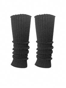 2/1pc Y2K Women's Warm Leg Lolita Style Long Socks, Wool Knitted Leg Warmers, Autumn/Winter Crochet Boot Cuffs - Multicolor - View 13