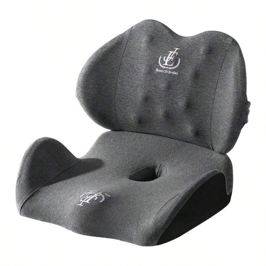 Cojín de Espalda y de Silla Kit de Cojines de Espuma de Memoria Elástico para Asiento Respaldo Almohada Ergonómica para Oficina Coche Camión Masaje Aliviar Dolor de Espalda Tailbone Ciática - Gris - Ver 1