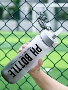 Bouteille de sport portable de haute qualité, finition mate dégradée, bouteille d'eau en plastique de 1000 ml pour le fitness et les activités de plein air - Gris - Voir 2