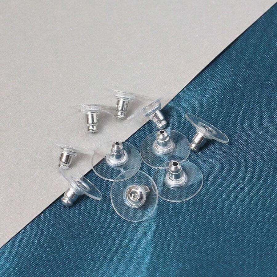 50入銀色耳環後扣,適用下垂耳洞/耳環/重型耳環,耳環提升子彈後扣(銀色) - 均碼 - 查看 1