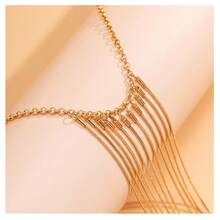 Summer Multi-Layer Metal Harness Tassel Shoulder & Bikini Beach Bra Bridal Wedding Necklace For Women - 金色 - 查看 7