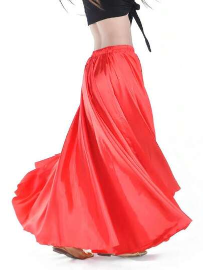 تنورة رقص البطن للنساء من القطن الساتان كاملة الدائرة ماكسي تنورة خصر مرتفع بخصر مطاطي تنورة رقص لحفلات الرقص والمهرجانات والنوادي والعروض المسرحية (متوفرة بألوان متعددة)