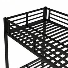 Cama litera de metal Twin XL sobre Queen con cama nido de tamaño individual, negra - Negro + Metal + Twin XL - Ver 8