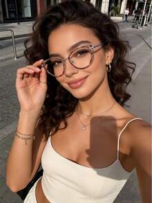 1/3pcs Y2K Style Transparent Cat Eye Glasses Accessories For Women - 3pcs White Tofu Pudding/Transparent/Cold Tea - View 5